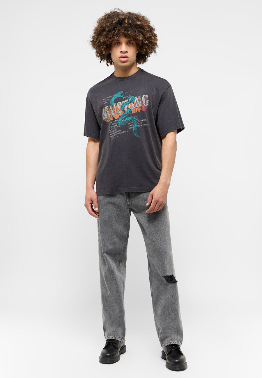MĘSKA KOSZULKA MUSTANG T-shirt Akron Jet Black 1015658 4188