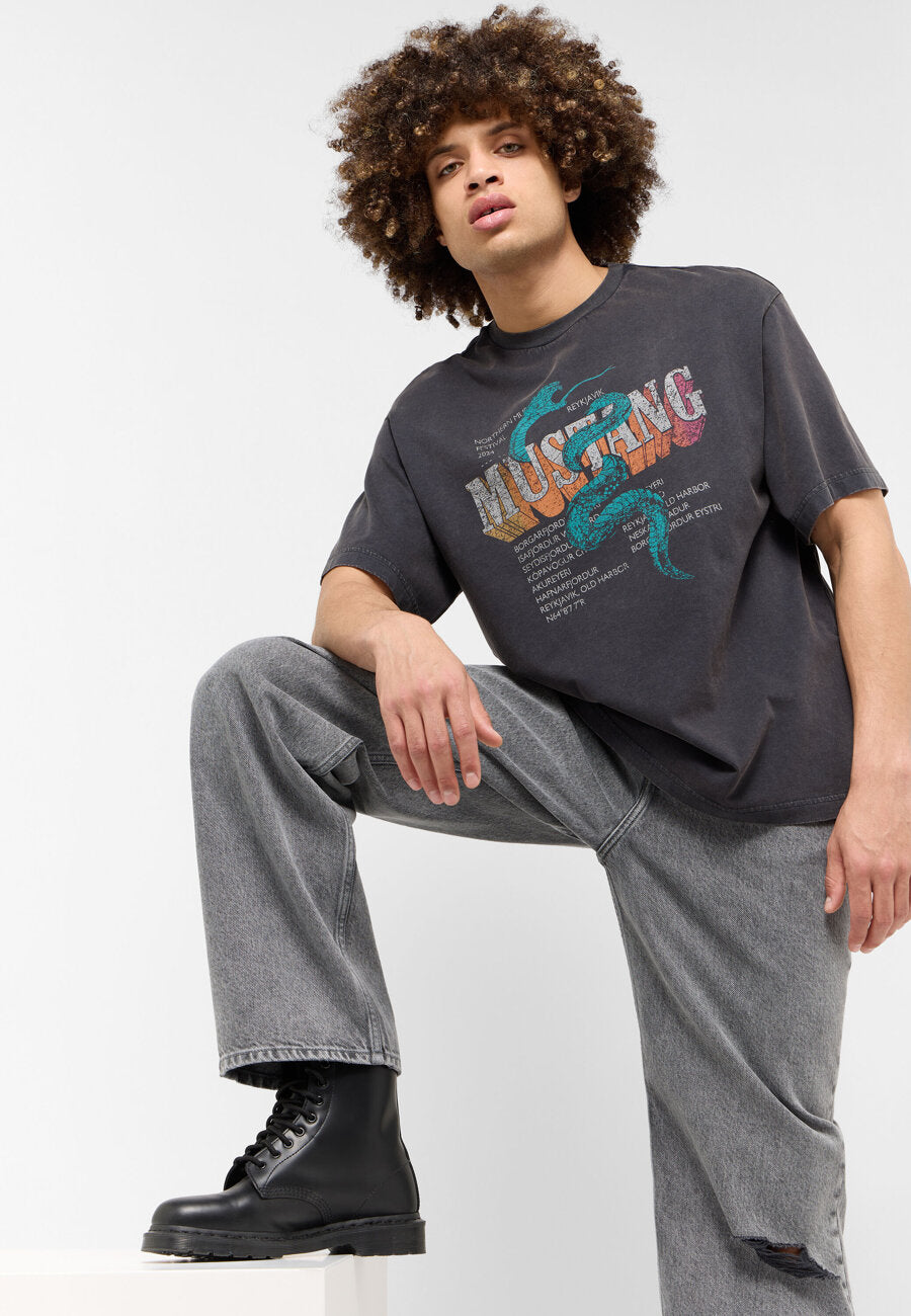 MĘSKA KOSZULKA MUSTANG T-shirt Akron Jet Black 1015658 4188