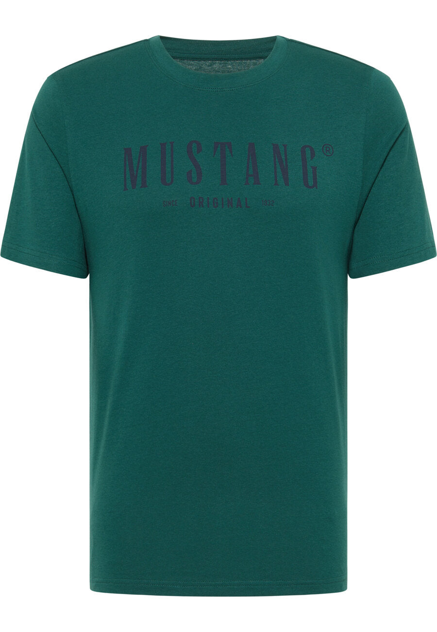 Męska Koszulka Mustang T-shirt Logo Nadruk Alex C Print June Bug 1014445 6485