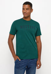 Męska Koszulka Mustang T-shirt Logo Nadruk Alex C Print June Bug 1014445 6485