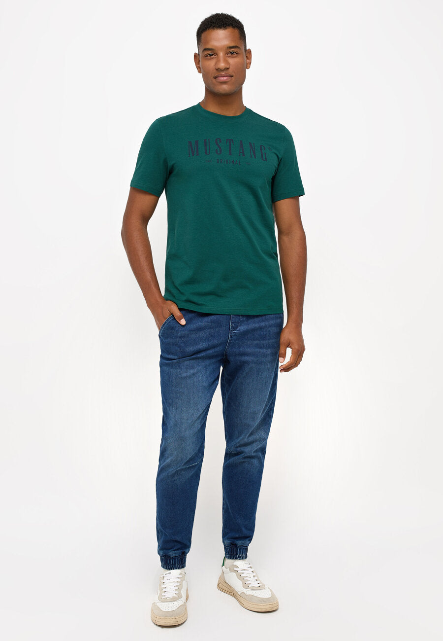 Męska Koszulka Mustang T-shirt Logo Nadruk Alex C Print June Bug 1014445 6485