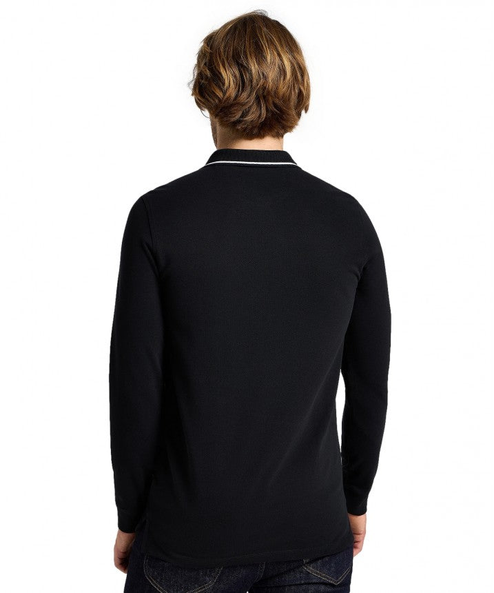 MESKA KOSZULKA POLO LEE LS PIQUE POLO BLACK BLACK 112322786