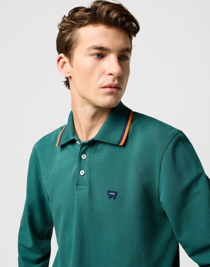 Meska Koszulka Polo Wrangler Ls Polo Shirt Bistro Green 112371507