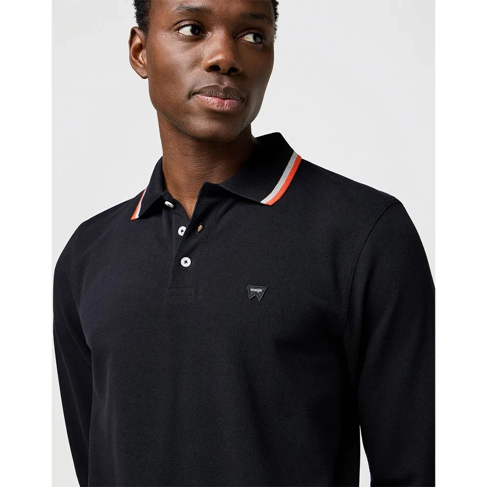 Meska Koszulka Polo Wrangler Ls Polo Shirt Black 112371505