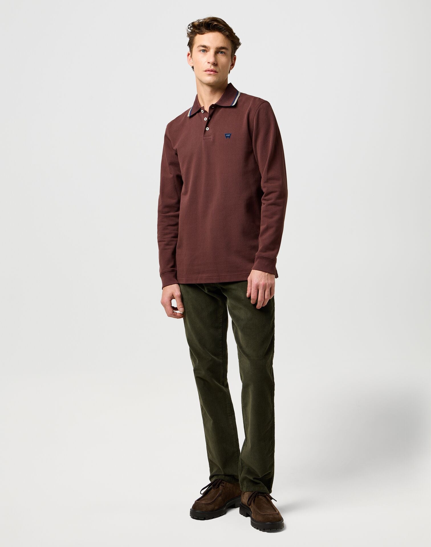 MESKA KOSZULKA POLO WRANGLER LS POLO SHIRT MAHOGANY 112371508