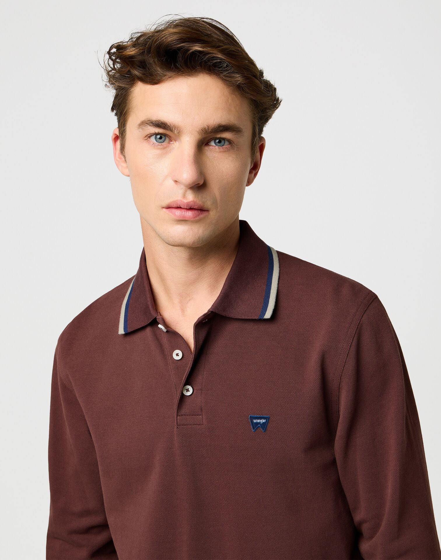 MESKA KOSZULKA POLO WRANGLER LS POLO SHIRT MAHOGANY 112371508