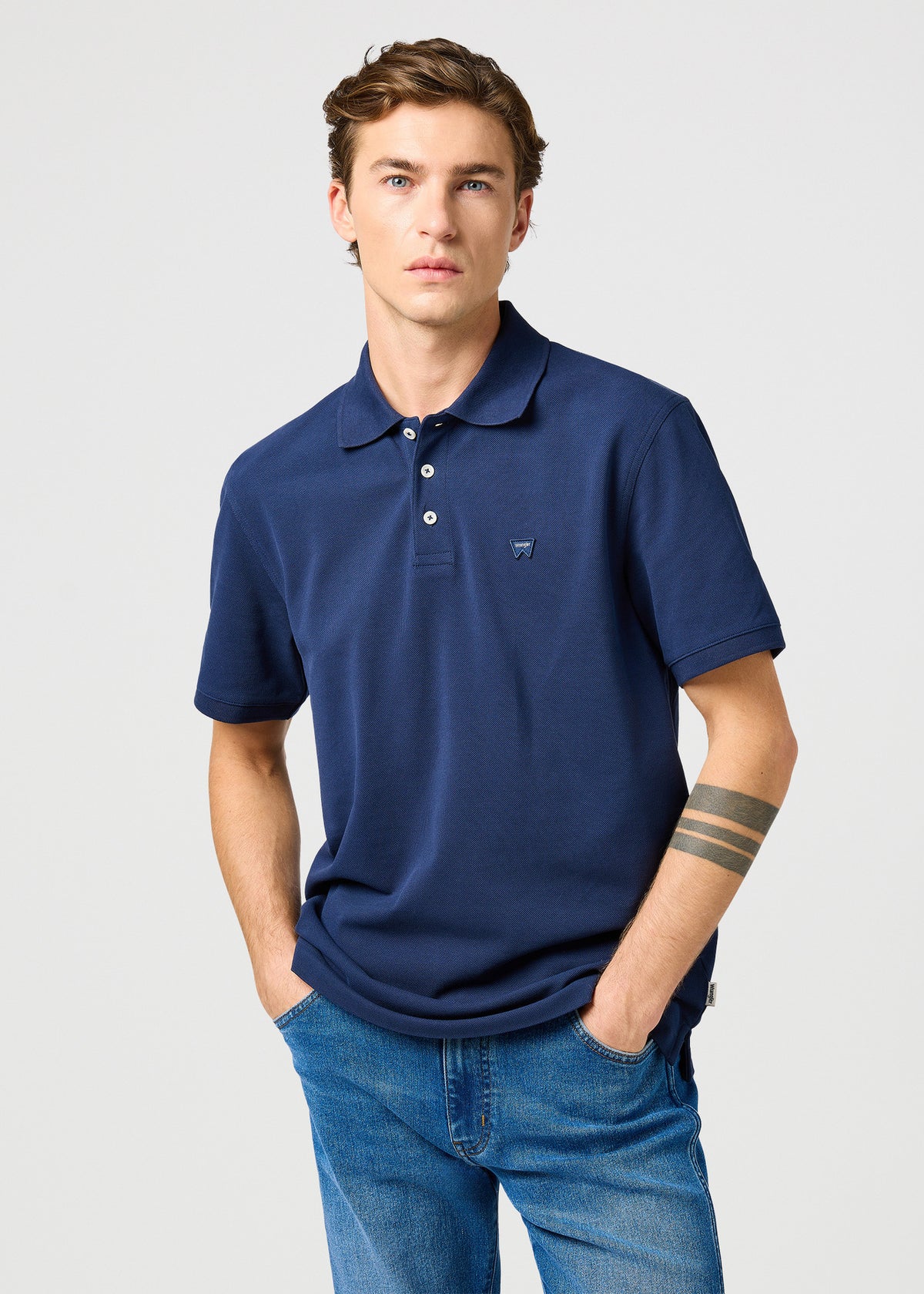 Meska Koszulka Polo Wrangler Polo Shirt Black Iris 112362388
