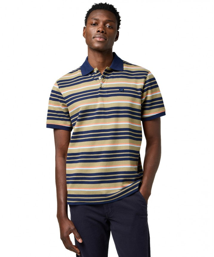Meska Koszulka Polo Wrangler Stripe Polo Shirt Aloe 112371510