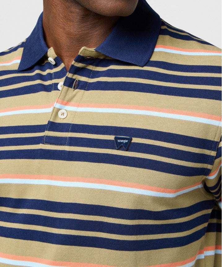 Meska Koszulka Polo Wrangler Stripe Polo Shirt Aloe 112371510