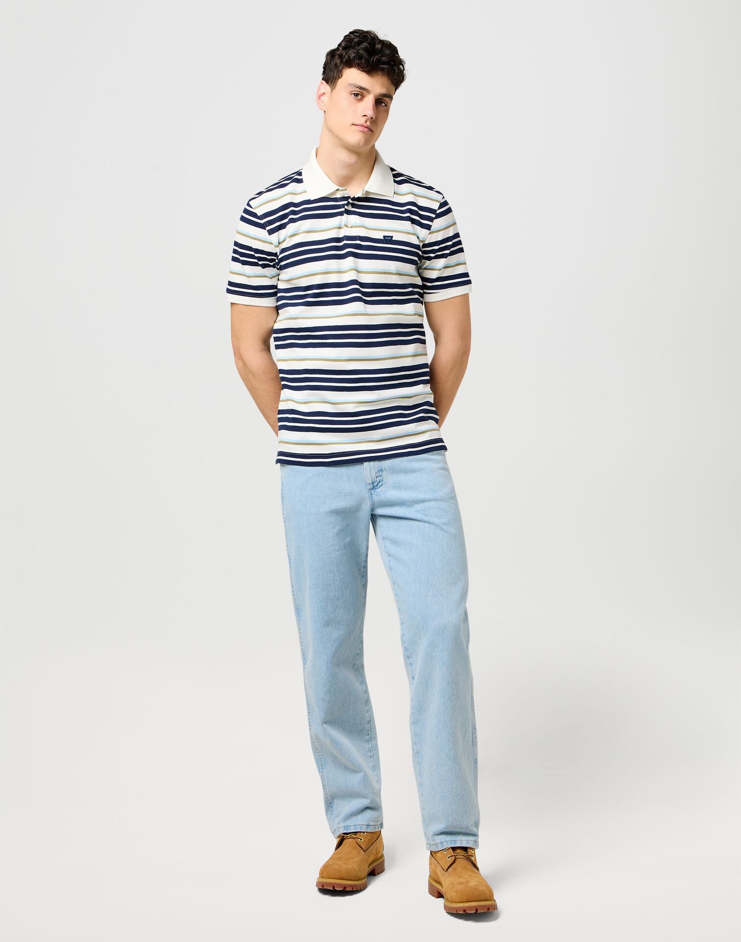 Meska Koszulka Polo Wrangler Stripe Polo Shirt Worn White 112371509