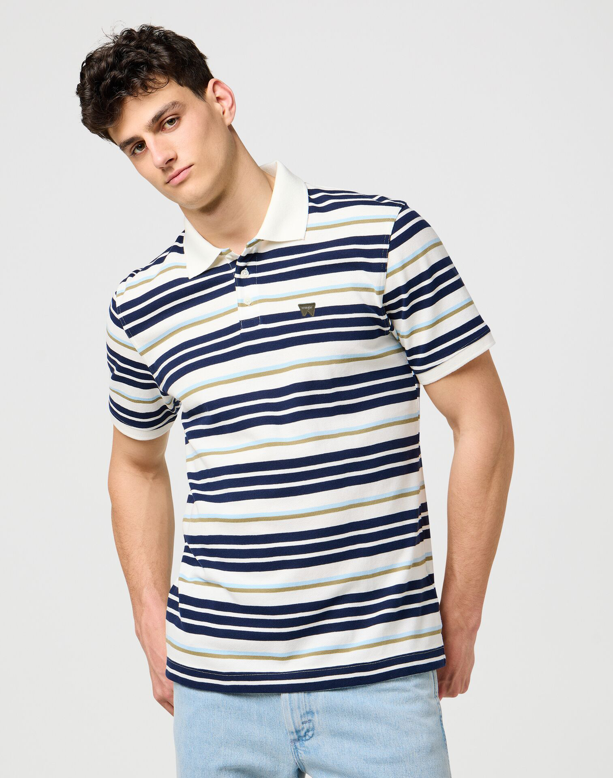 Męska Koszula Polo Wrangler Stripe Polo Shirt Worn White 112371509