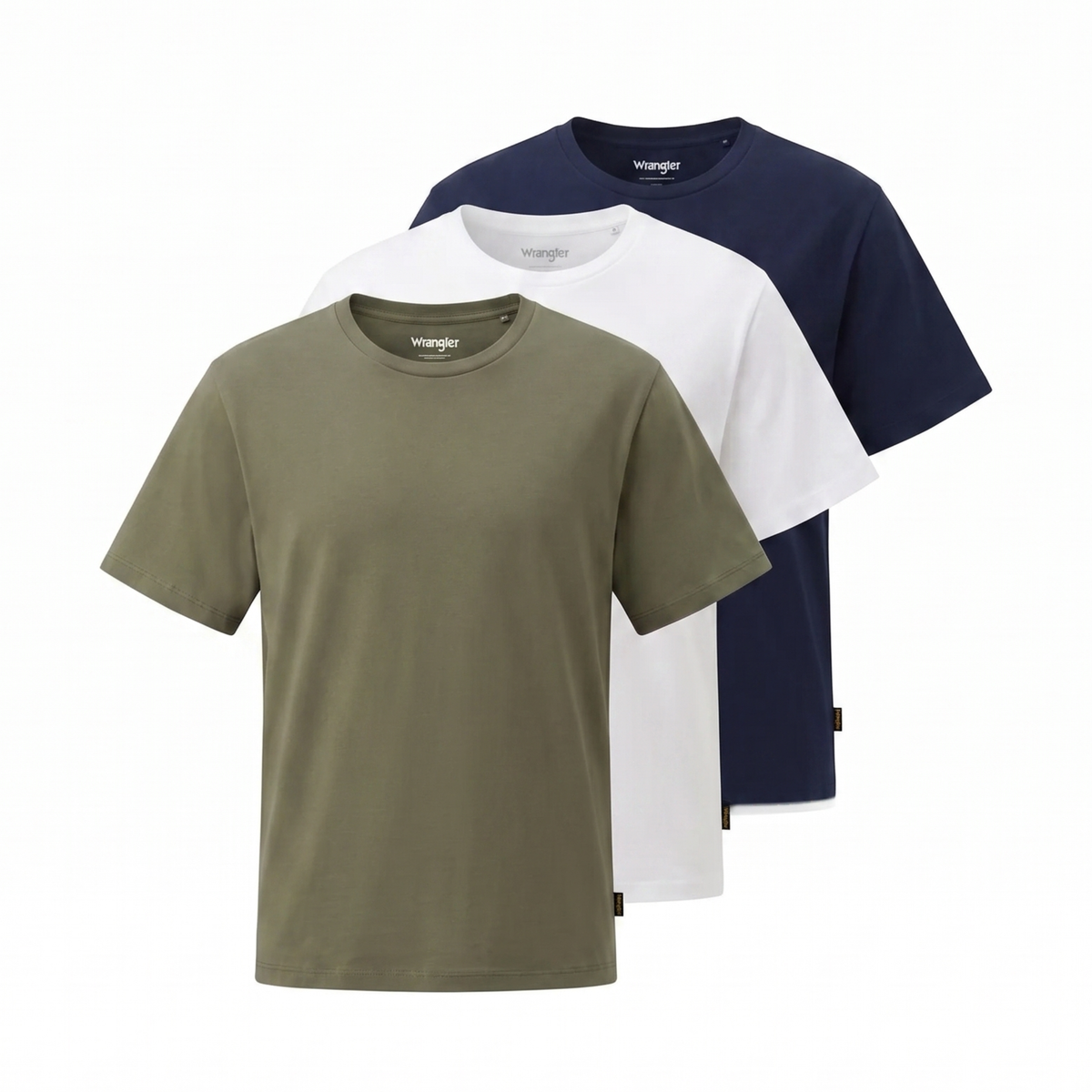3PAK Męskie Koszulki Wrangler Tee White Olive Navy 112371483