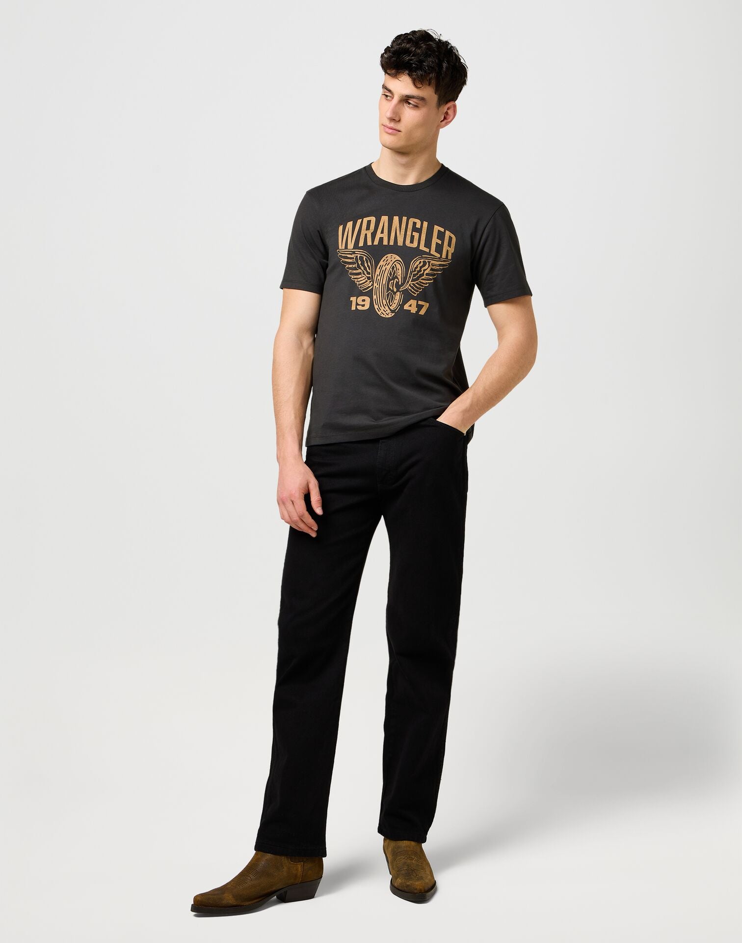 Meska Koszulka Wrangler Americana Tee Faded Black 112371478