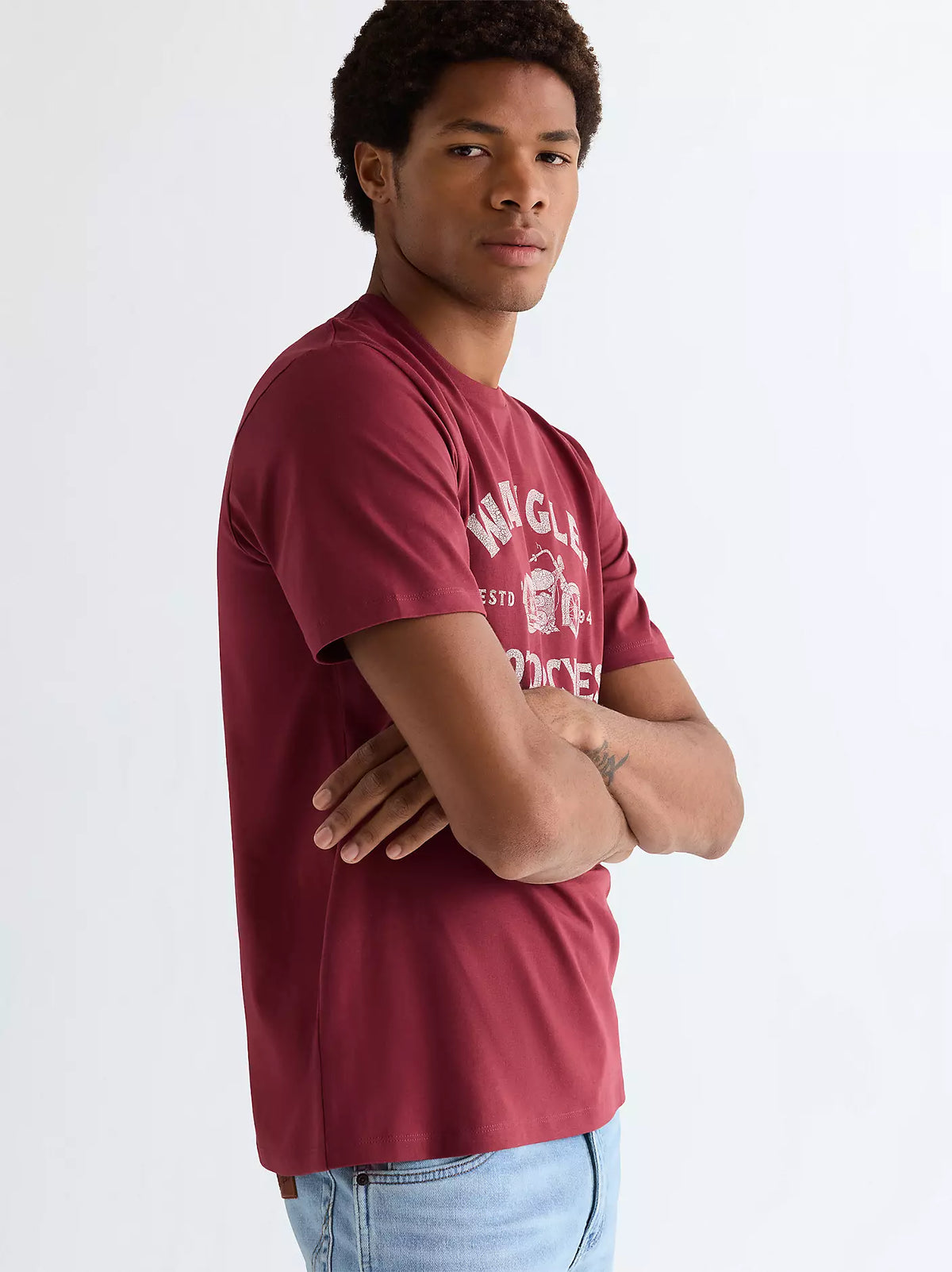 MESKA KOSZULKA WRANGLER AMERICANA TEE RUBY WINE 112377953