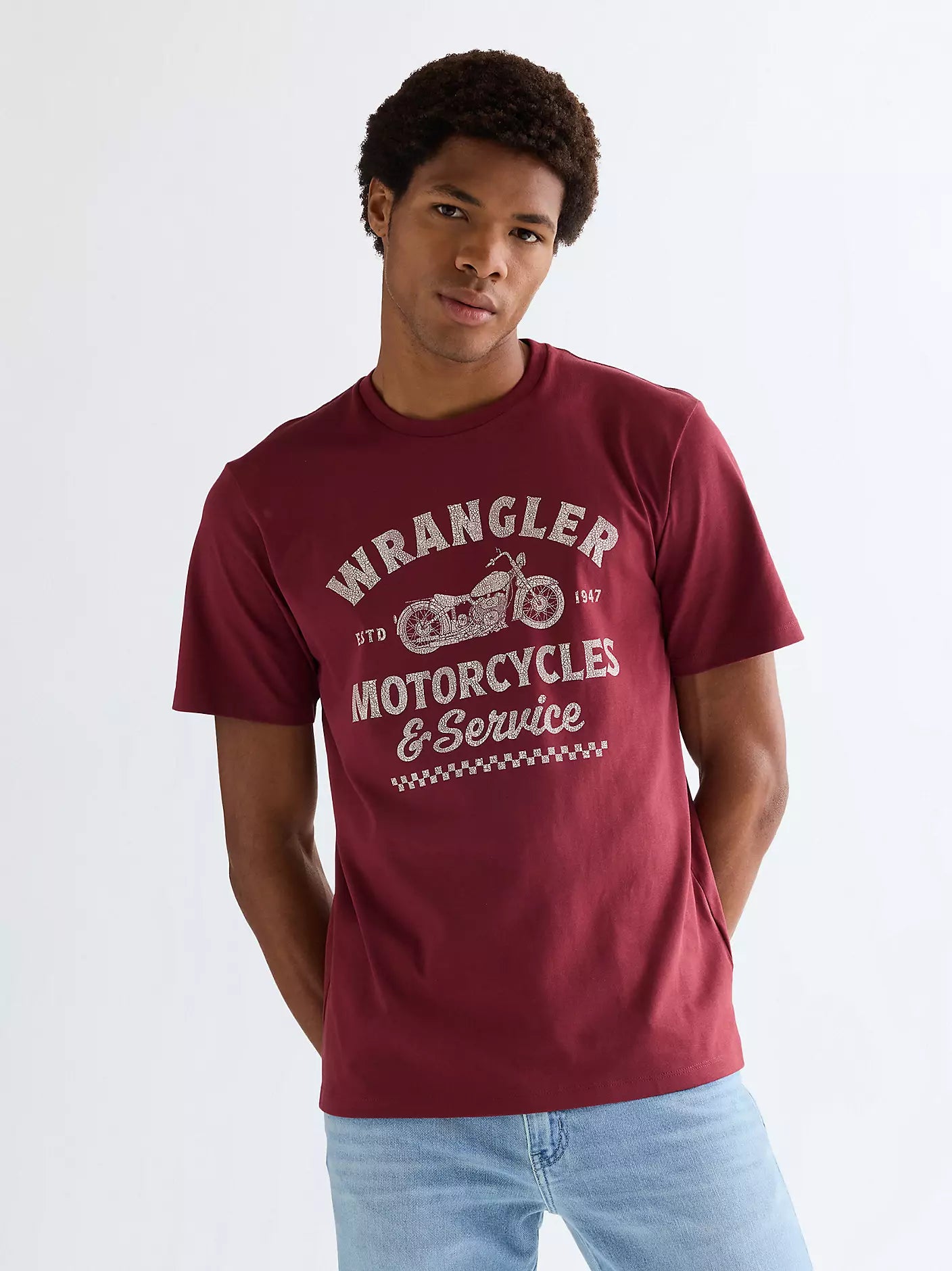 MESKA KOSZULKA WRANGLER AMERICANA TEE RUBY WINE 112377953