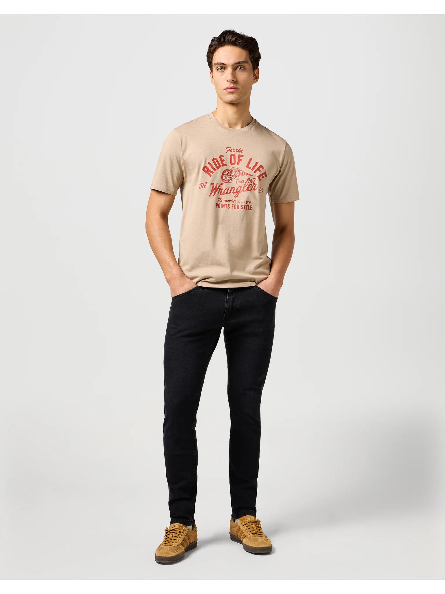 Meska Koszulka Wrangler Americana Tee Timberwolf 112362788
