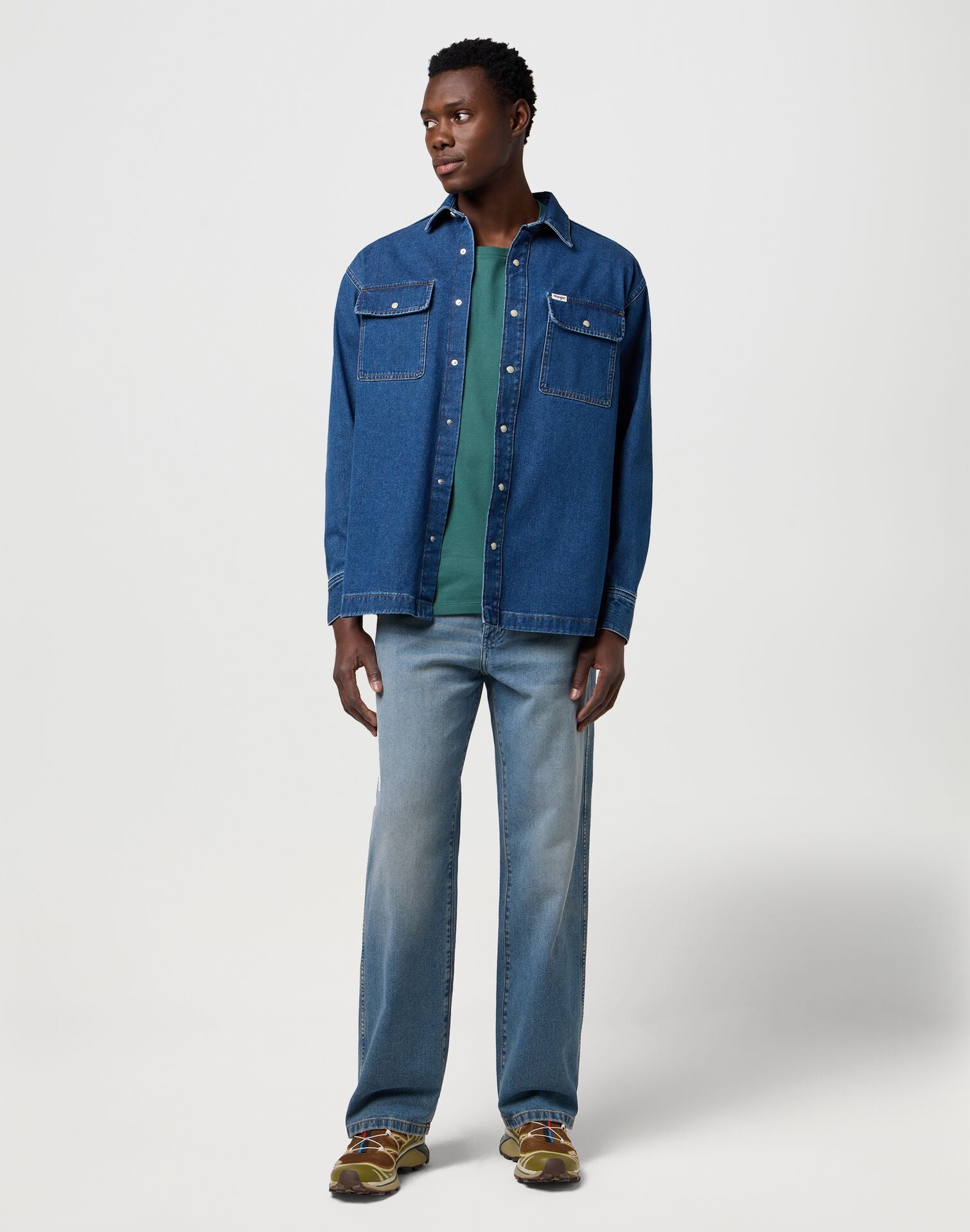 Meska Koszulka Wrangler Embroidery Tee Bistro Green 112371491