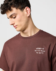 Meska Koszulka Wrangler Embroidery Tee Mahogany 112371490