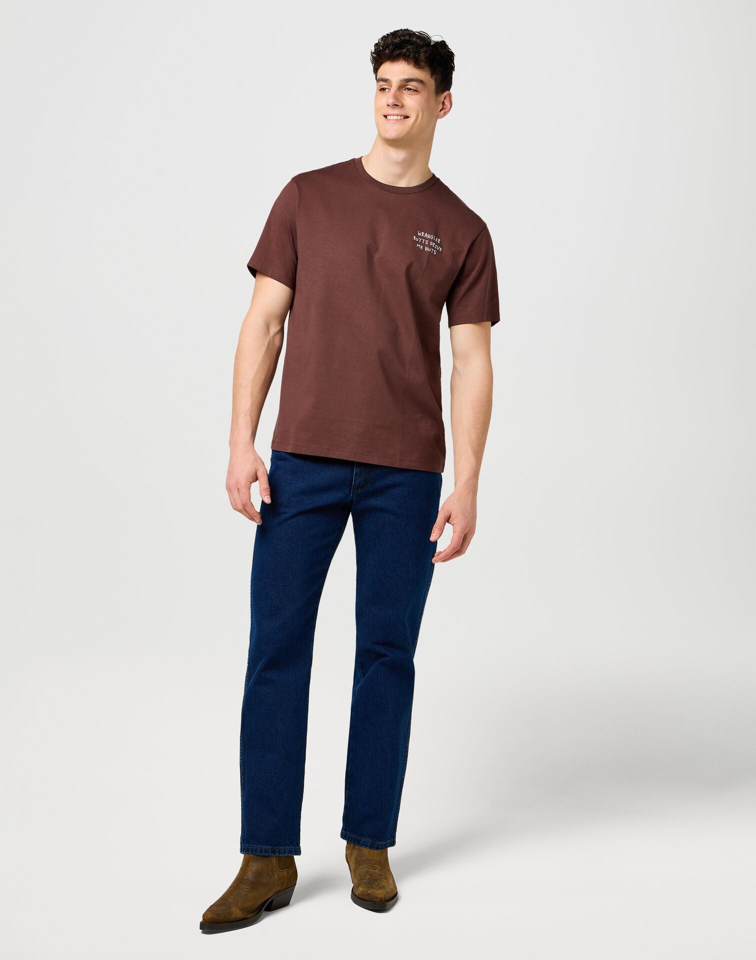 Meska Koszulka Wrangler Embroidery Tee Mahogany 112371490