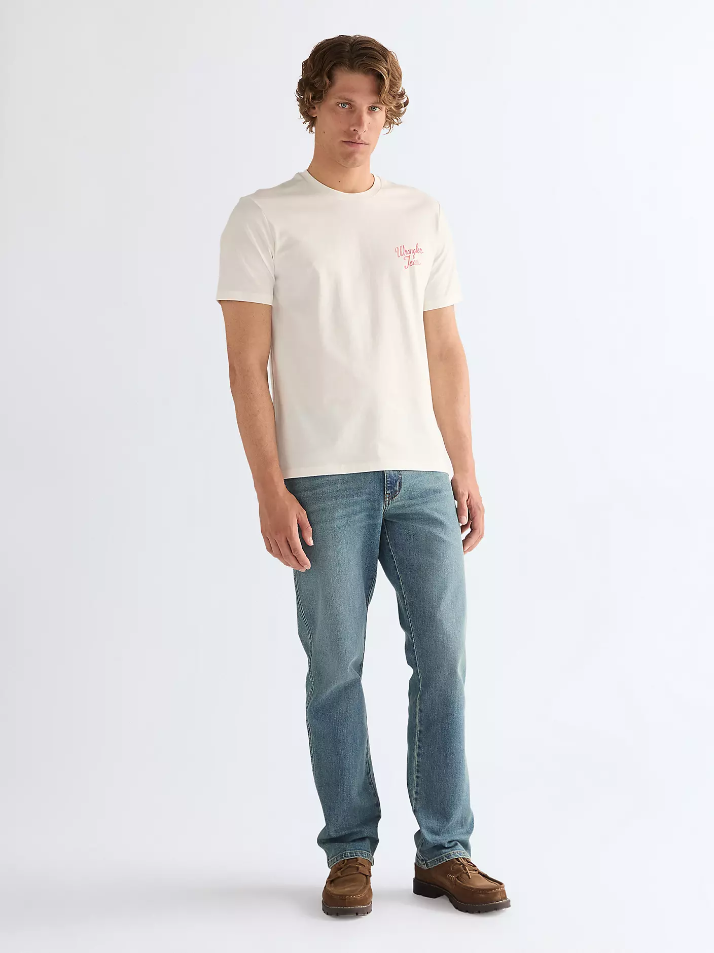 MĘSKA KOSZULKA WRANGLER LOGO TEE WORN WHITE 112378698