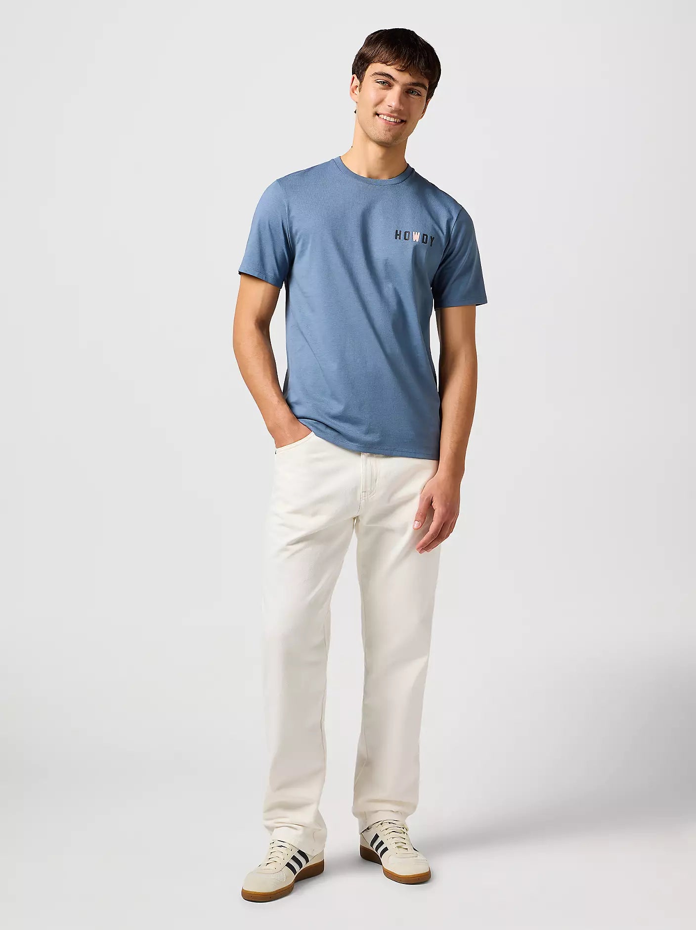 MESKA KOSZULKA WRANGLER SMALL GRAPHIC TEE DUSTY BLUE 112362684