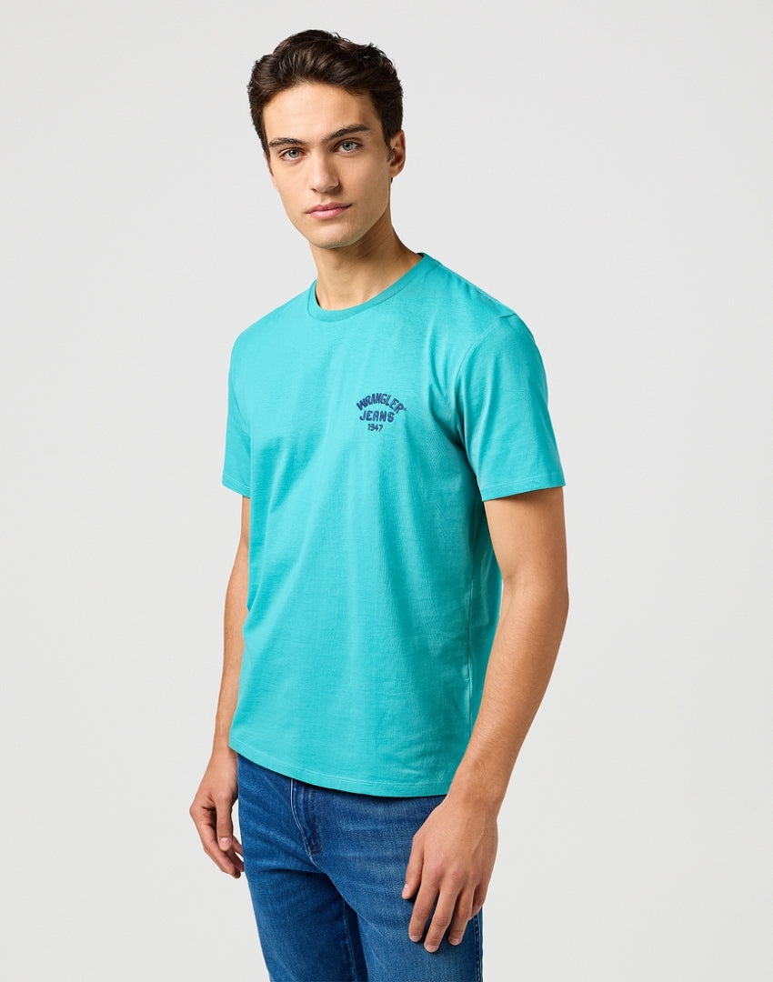 Męska Koszulka Wrangler Small Logo Tee Latigo Bay 112362813