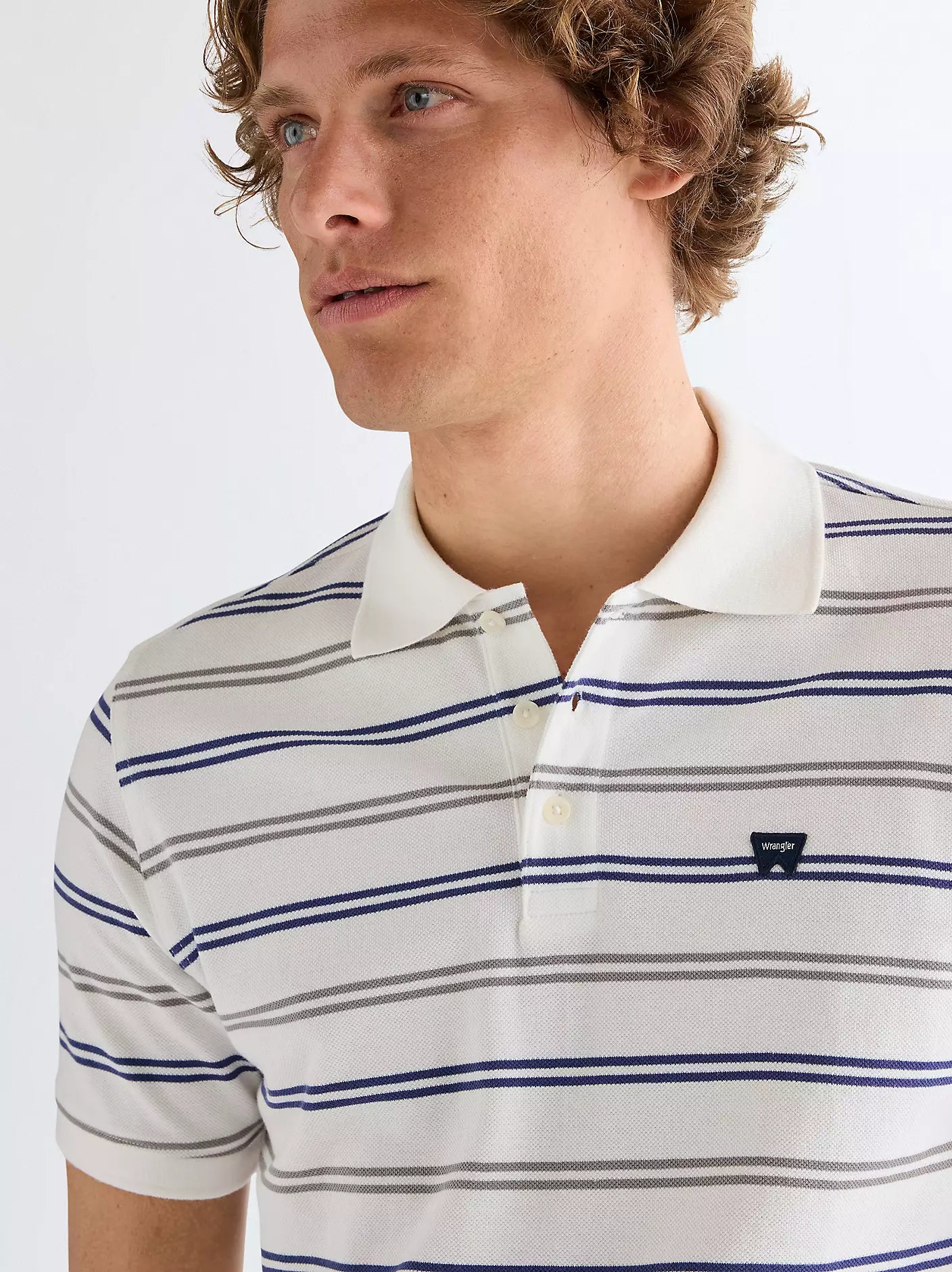 MESKA KOSZULKA WRANGLER STRIPE POLO SHIRT WORN WHITE 112378958