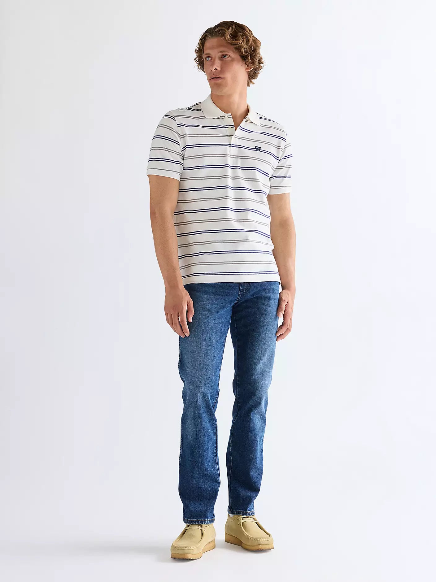 MESKA KOSZULKA WRANGLER STRIPE POLO SHIRT WORN WHITE 112378958