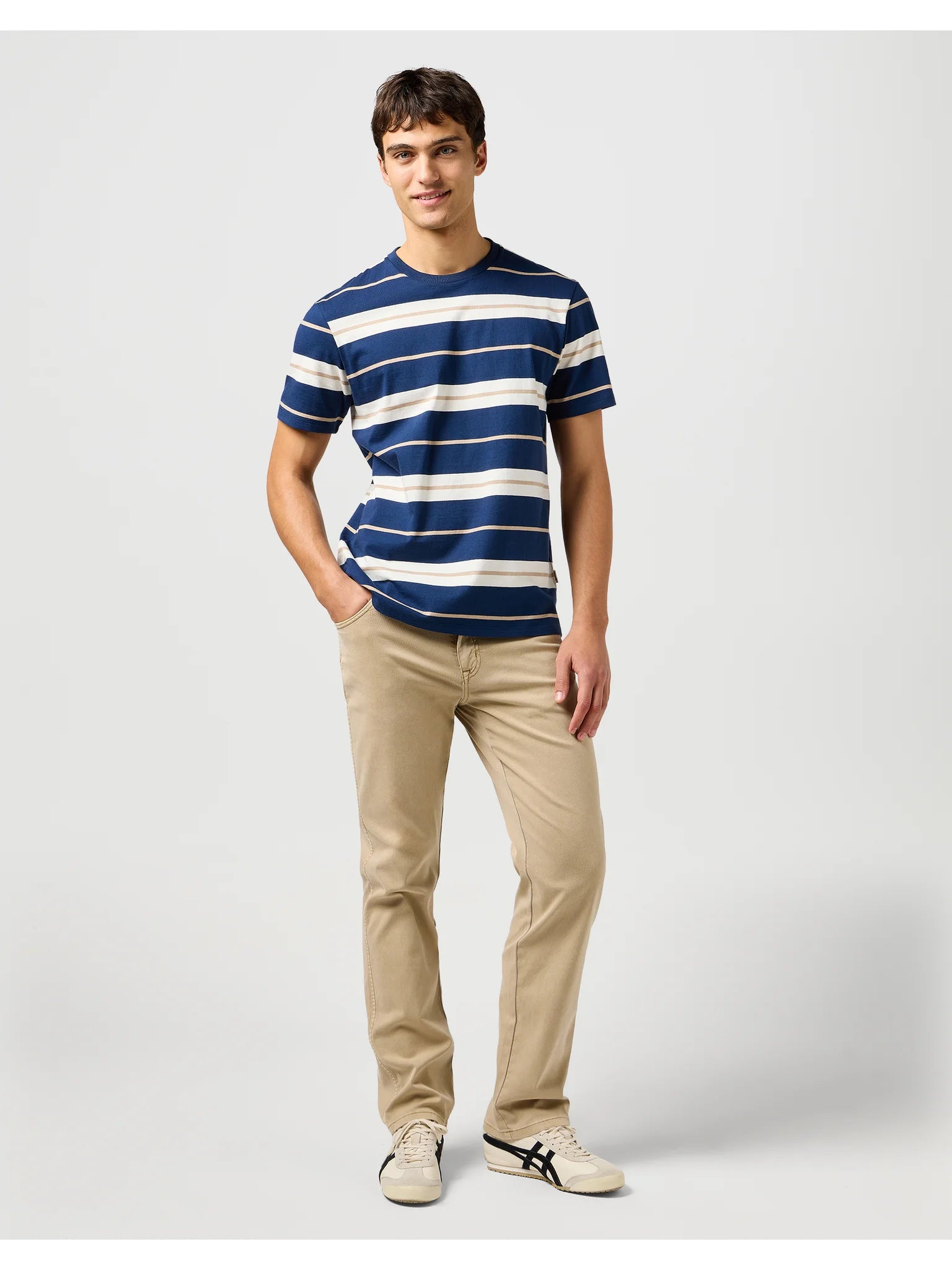 Meska Koszulka Wrangler Stripe Tee Black Iris 112362724