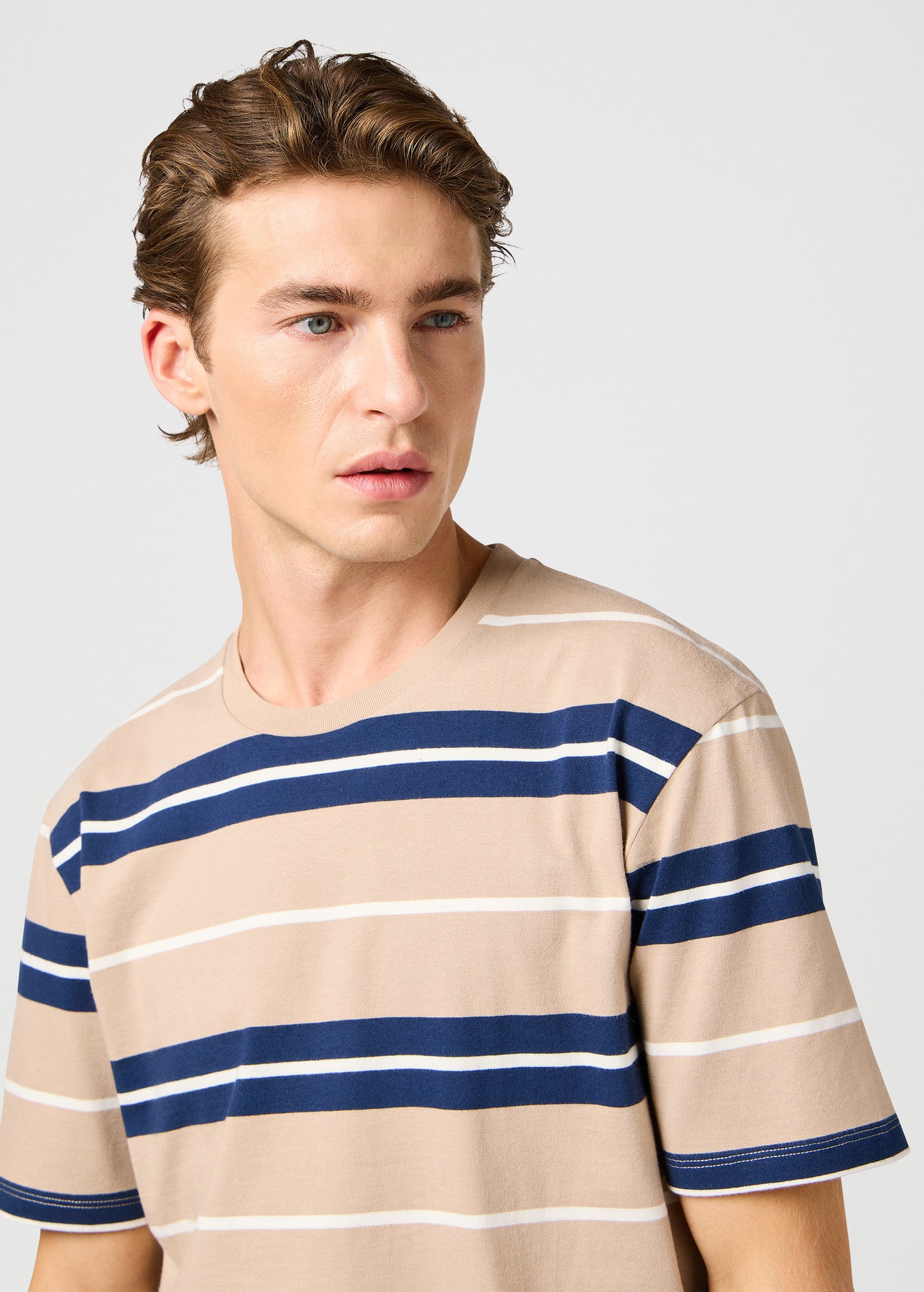 Męska Koszulka Wrangler Stripe Tee Timberwolf 112362785