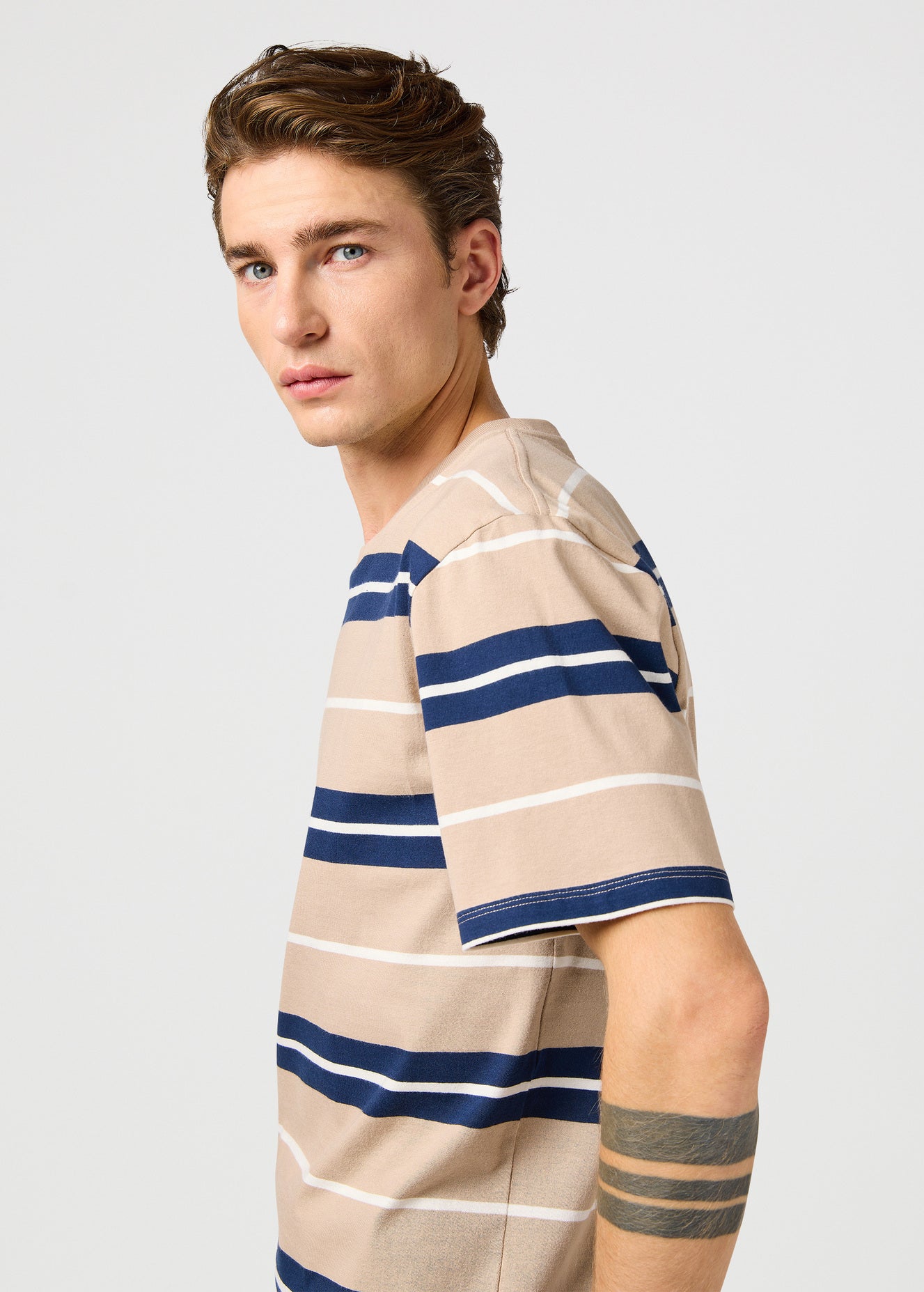 Męska Koszulka Wrangler Stripe Tee Timberwolf 112362785