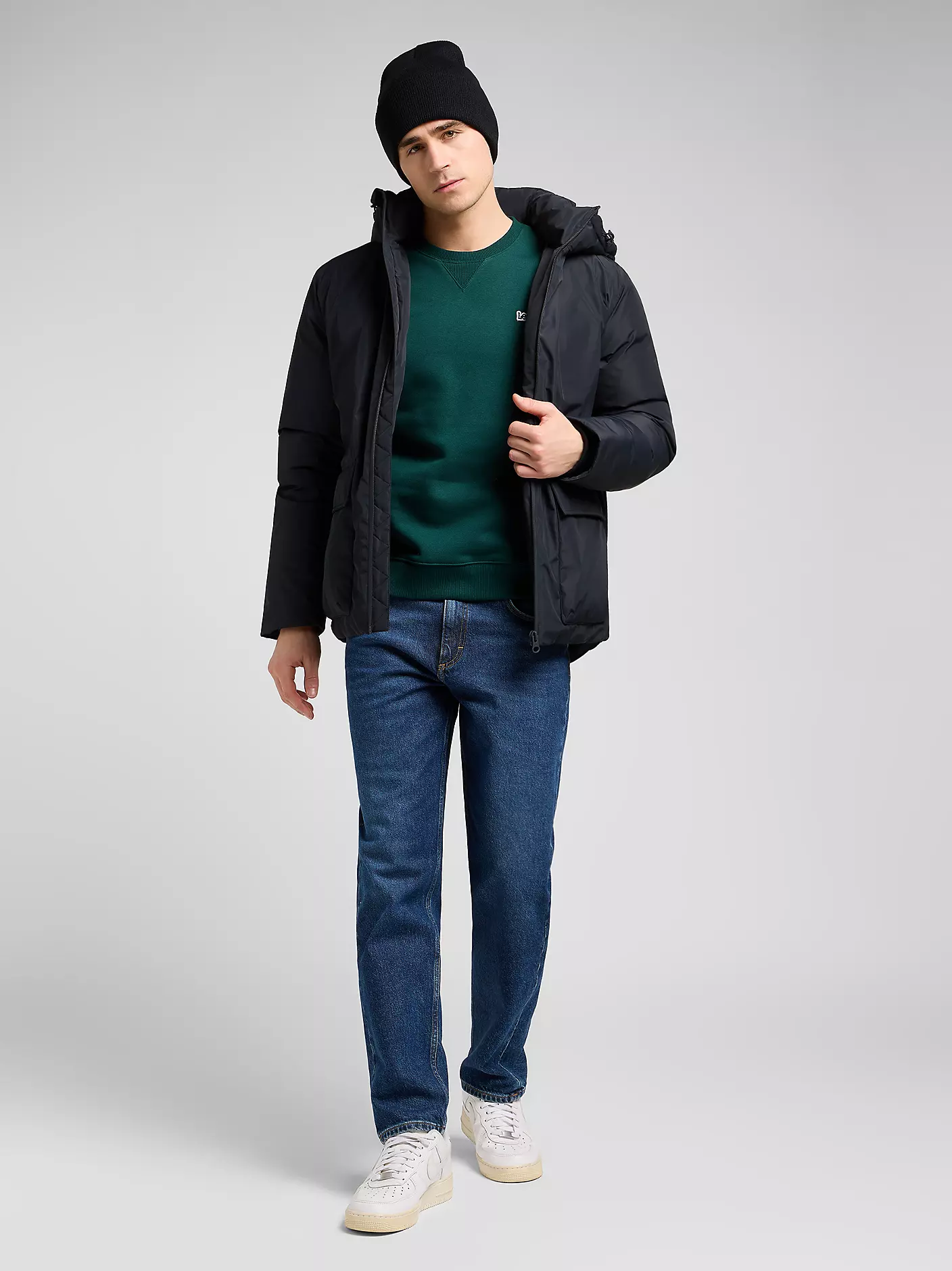 MĘSKA KURTKA LEE HOODED SHORT PUFFER BLACK 112370433