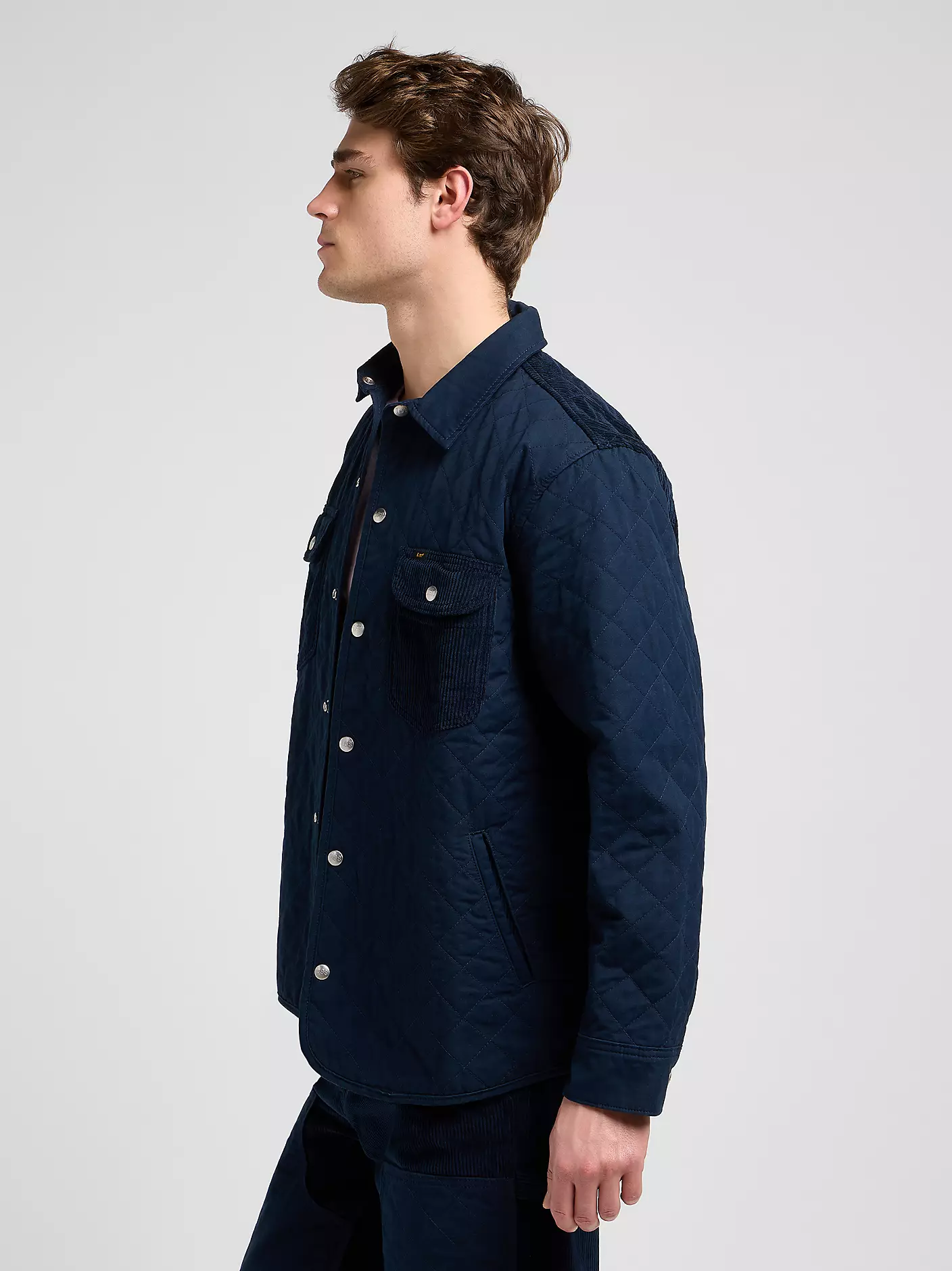 MĘSKA KURTKA LEE MIXED MEDIA OVERSHIRT RIVET NAVY 112371324