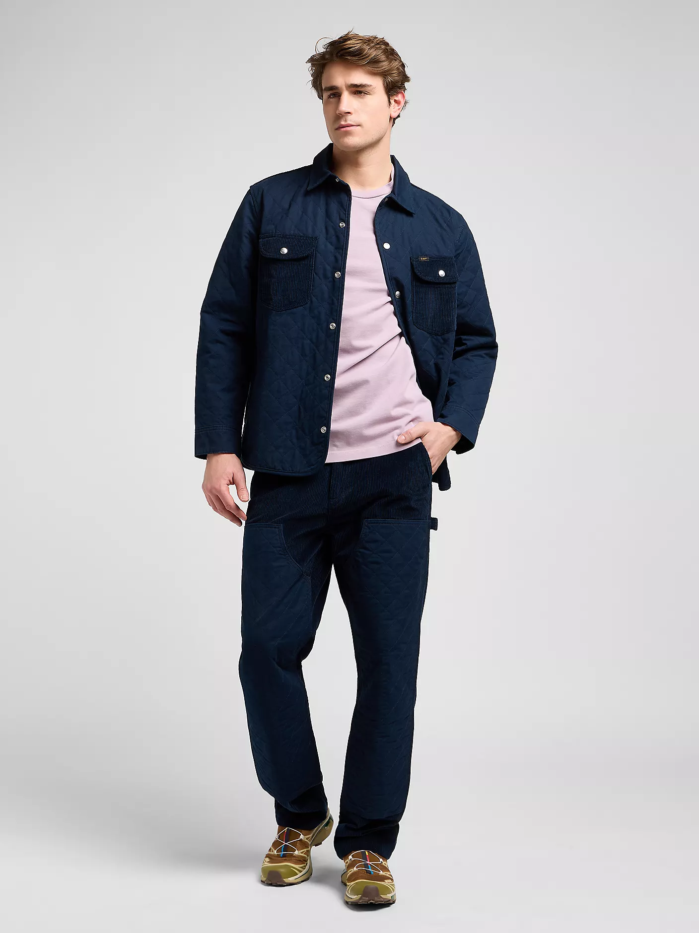 MĘSKA KURTKA LEE MIXED MEDIA OVERSHIRT RIVET NAVY 112371324