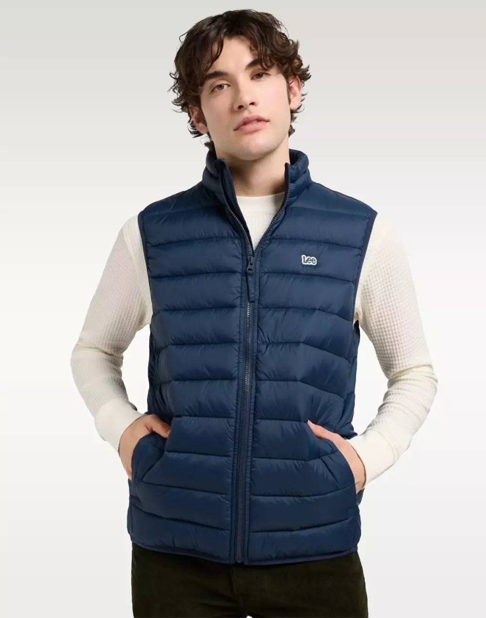 Męska Kurtka Lee Stand Collar Puffer Vest Rivet Navy 112370536