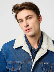 Męska Kurtka Jeansowa Wrangler Sherpa Classic Jacket Mid Stone 112371440