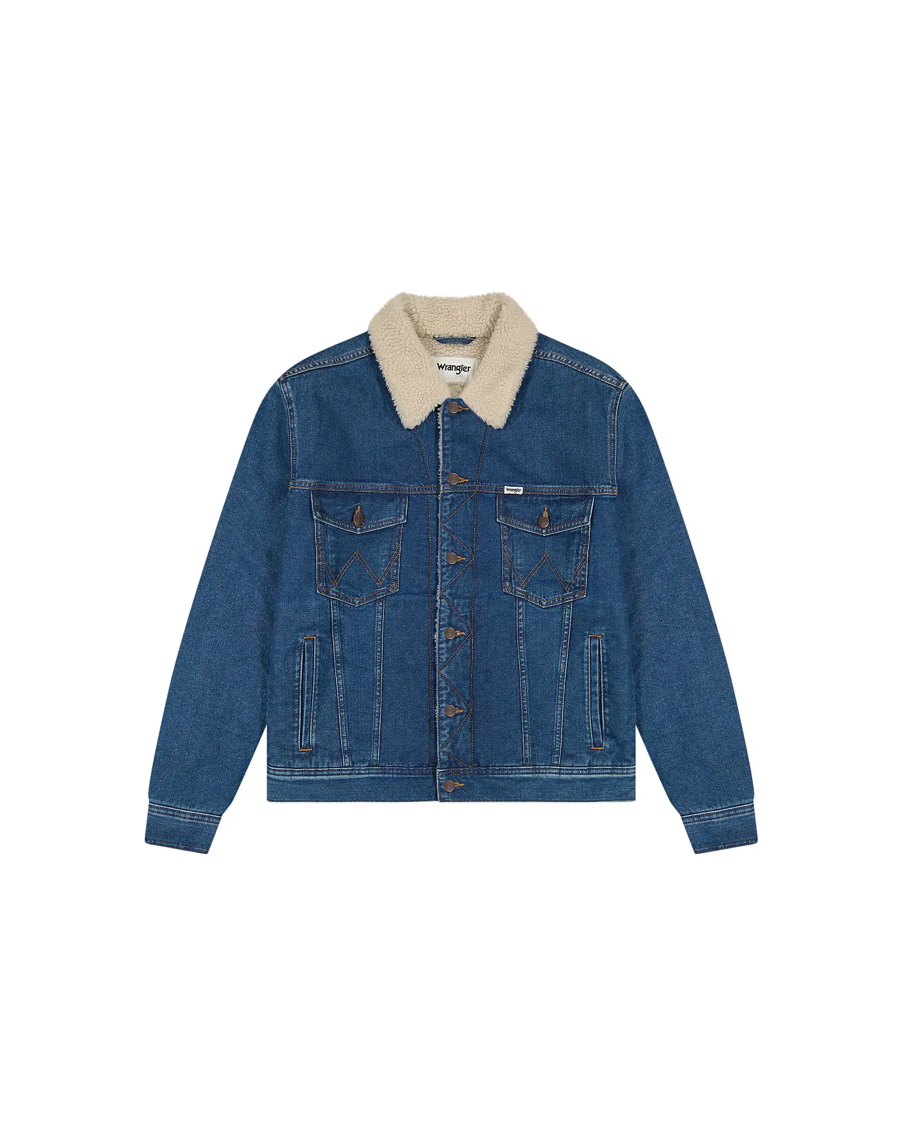 Męska Kurtka Jeansowa Wrangler Sherpa Classic Jacket Mid Stone 112371440