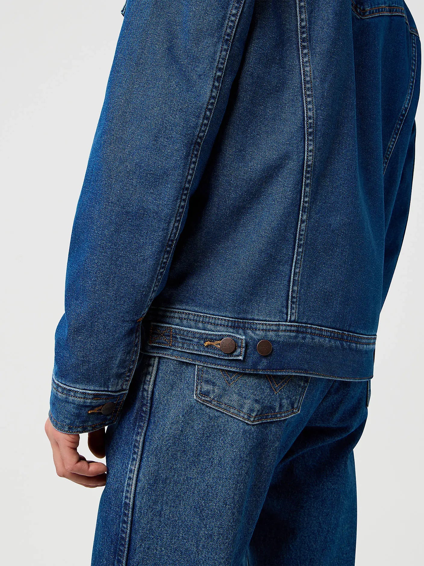 Męska Kurtka Jeansowa Wrangler Sherpa Classic Jacket Mid Stone 112371440
