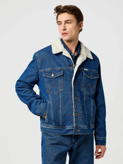Męska Kurtka Jeansowa Wrangler Sherpa Classic Jacket Mid Stone 112371440