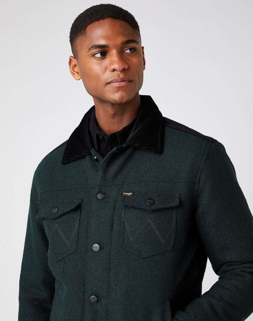 MĘSKA SHERPA WRANGLER WOOL TRUCKER JACKET DEEP FOREST W4F2SGG08 112141366