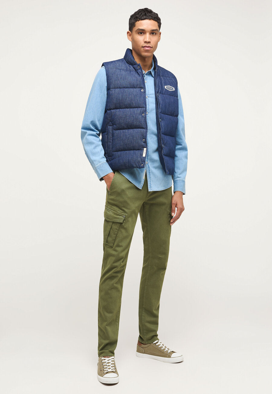 Męski Bezrękawnik Mustang Dennis Denim Quilt Denim Blue 1013496 5000 800