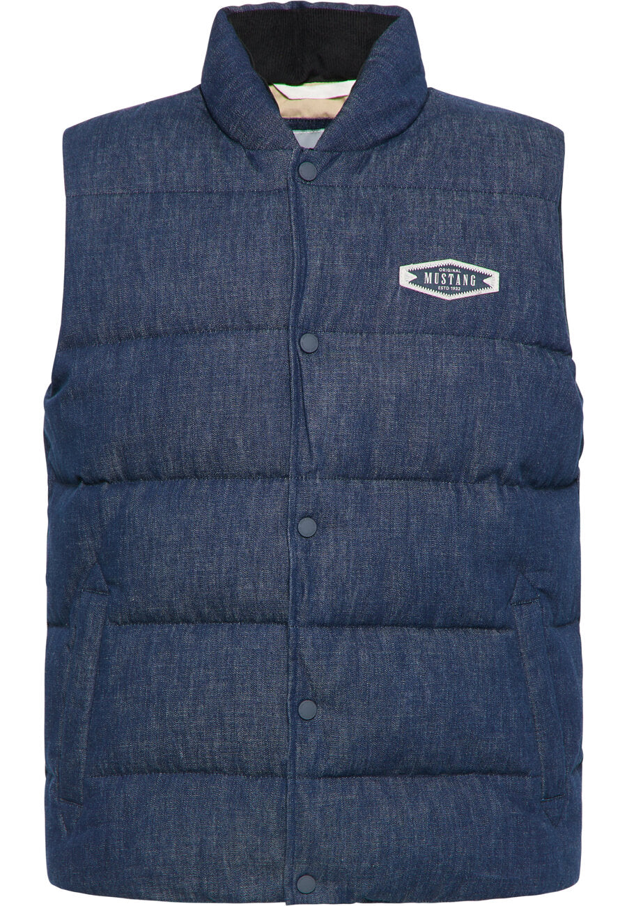 Męski Bezrękawnik Mustang Dennis Denim Quilt Denim Blue 1013496 5000 800