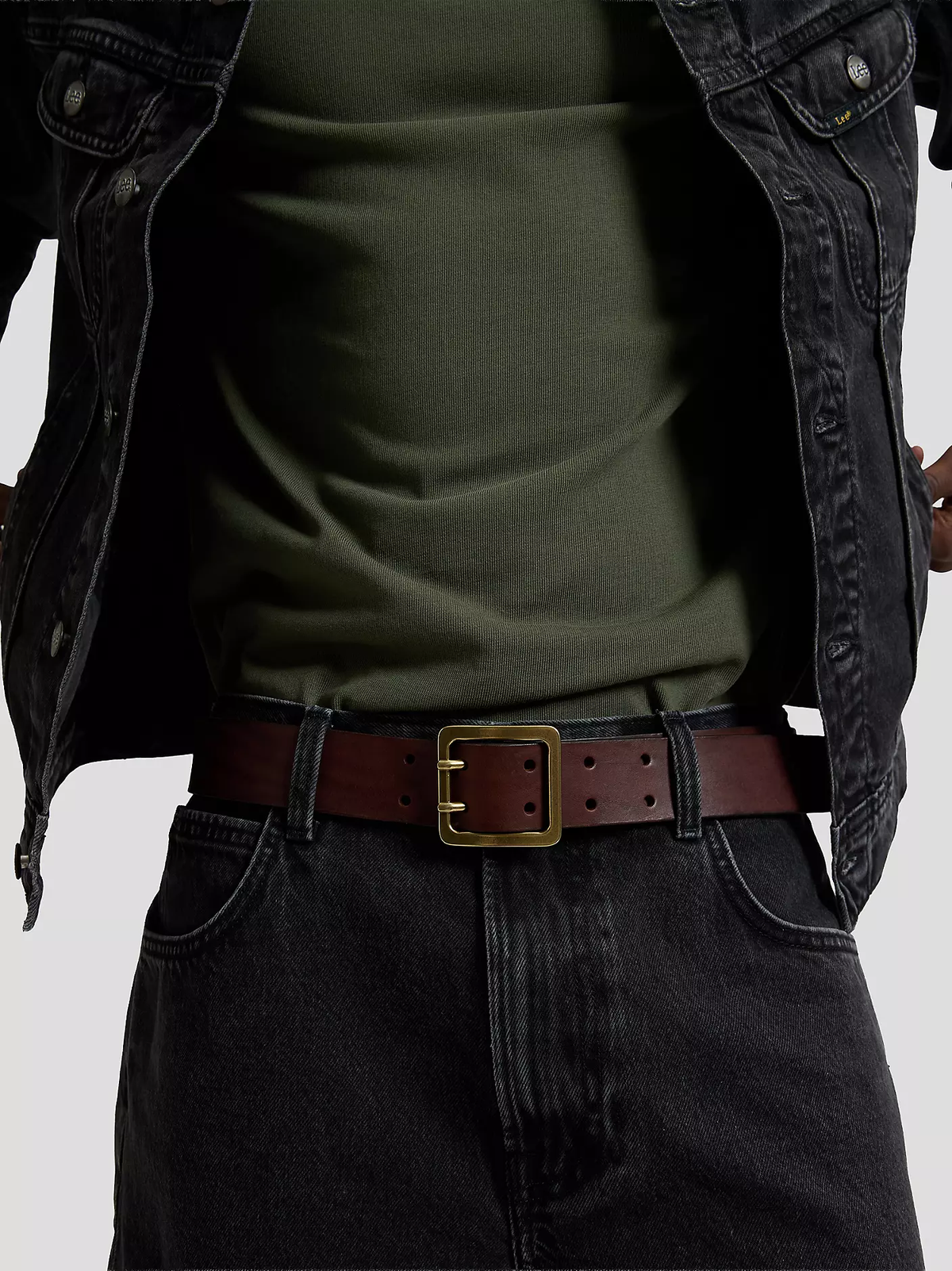 MĘSKI PASEK LEE DOUBLE PIN BELT DARK BROWN 112379177