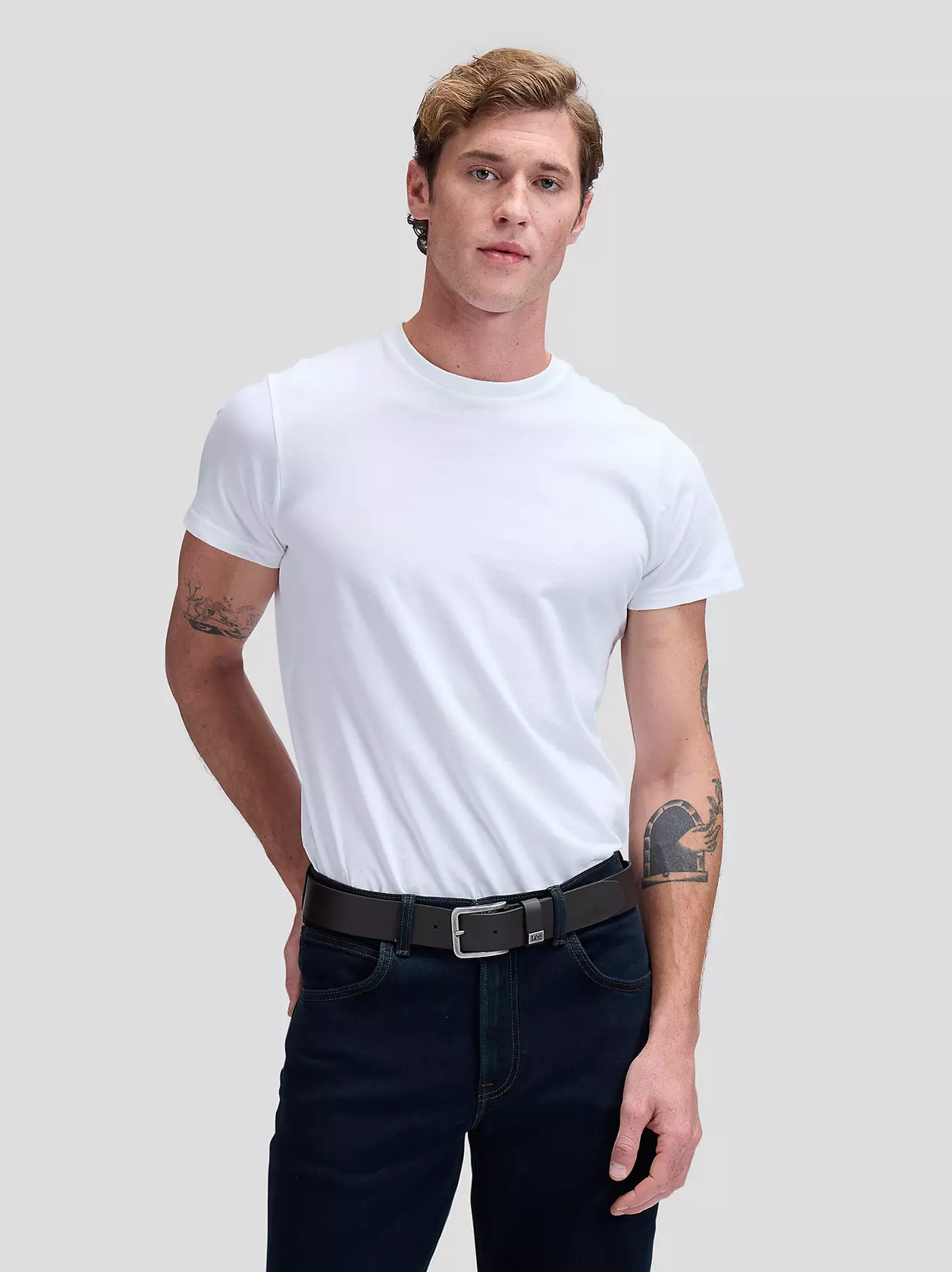 MĘSKI PASEK LEE SMALL LOGO BELT DARK BROWN 112124607