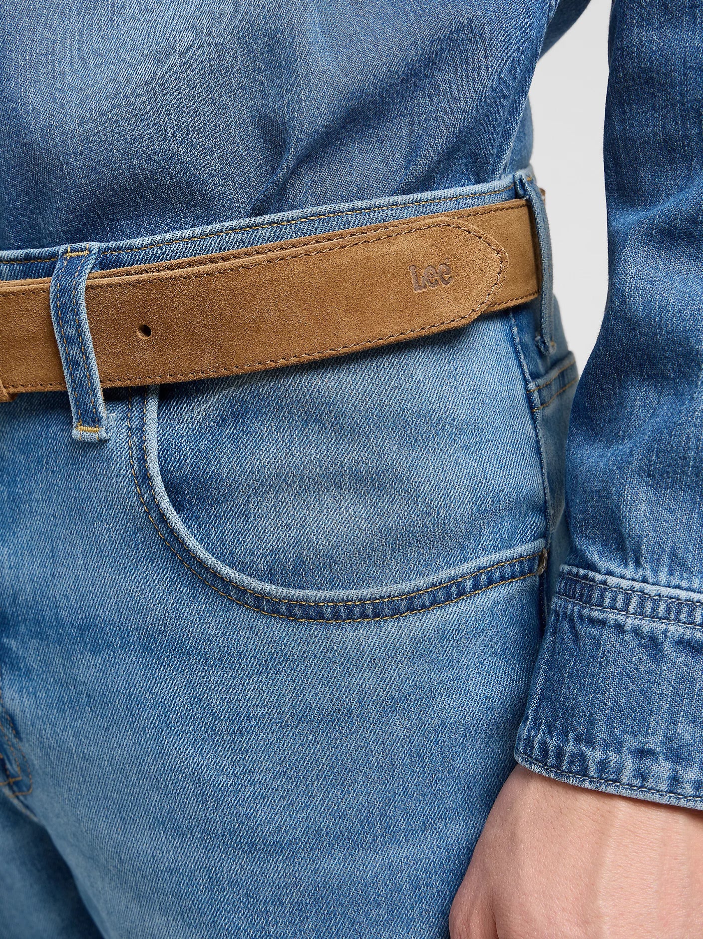 Męski Pasek Zamszowy Lee Suede Belt Khaki 112372690