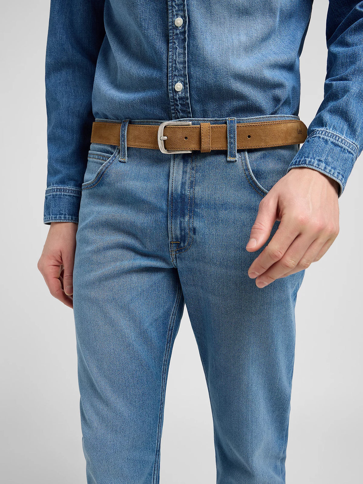 Męski Pasek Zamszowy Lee Suede Belt Khaki 112372690