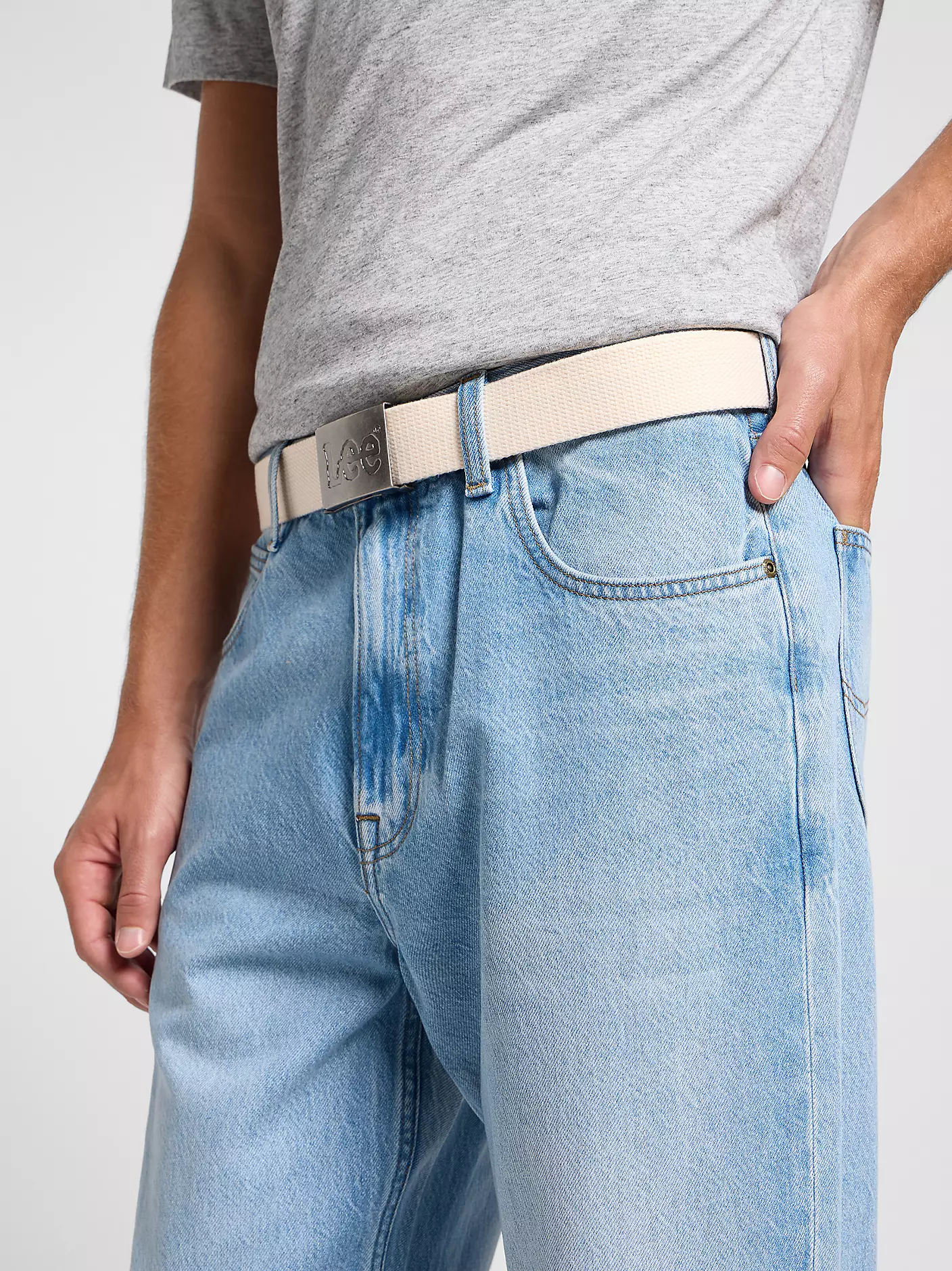 MĘSKI PASEK LEE WEBBING BELT ECRU 112364315