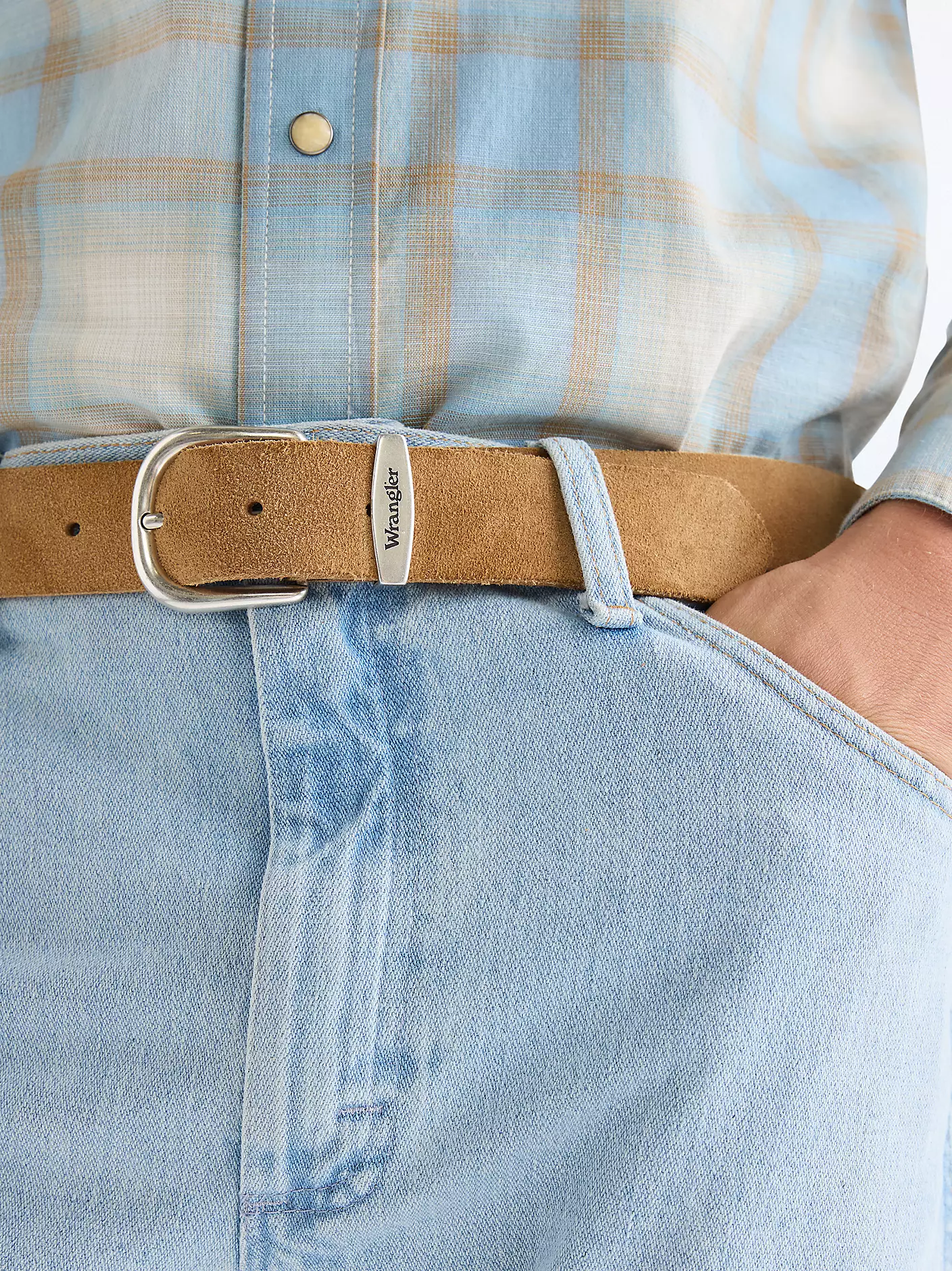MĘSKI PASEK WRANGLER EASY BELT BROWN SUEDE 112344049