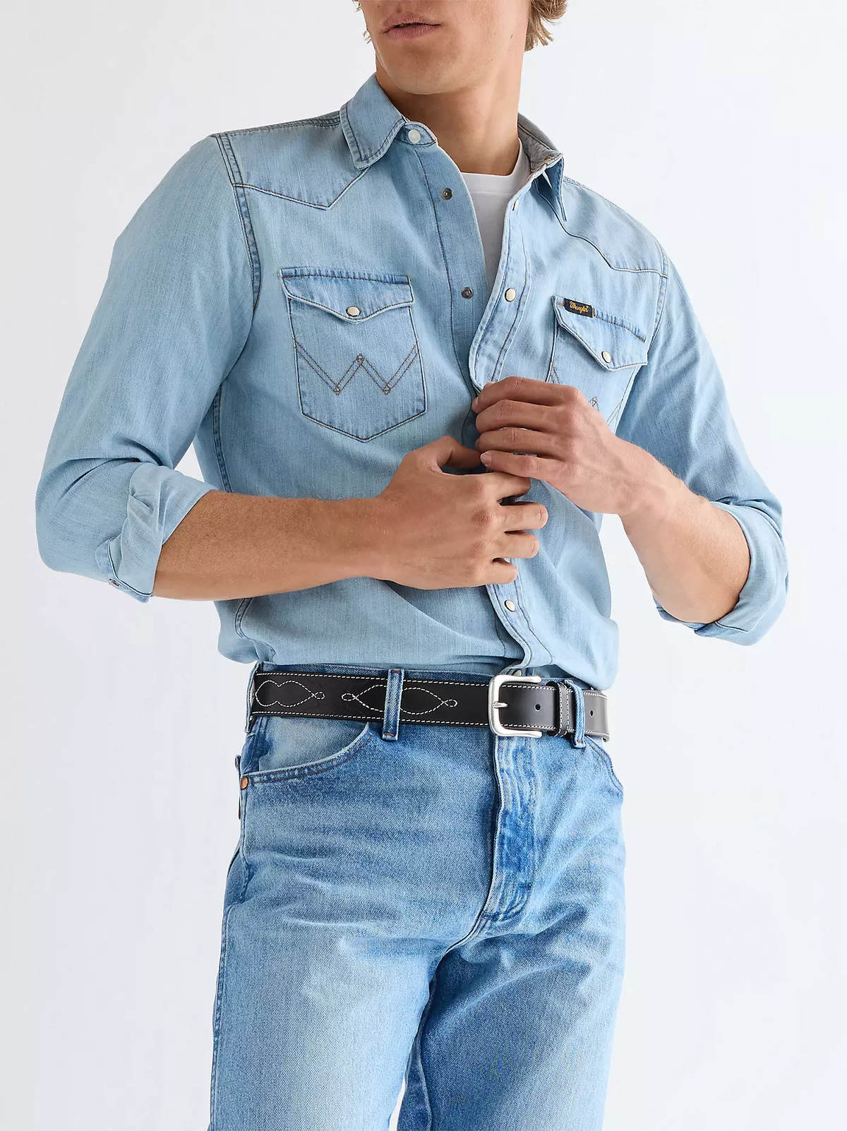 MĘSKI PASEK WRANGLER WESTERN STITCH BELT BLACK 112378836