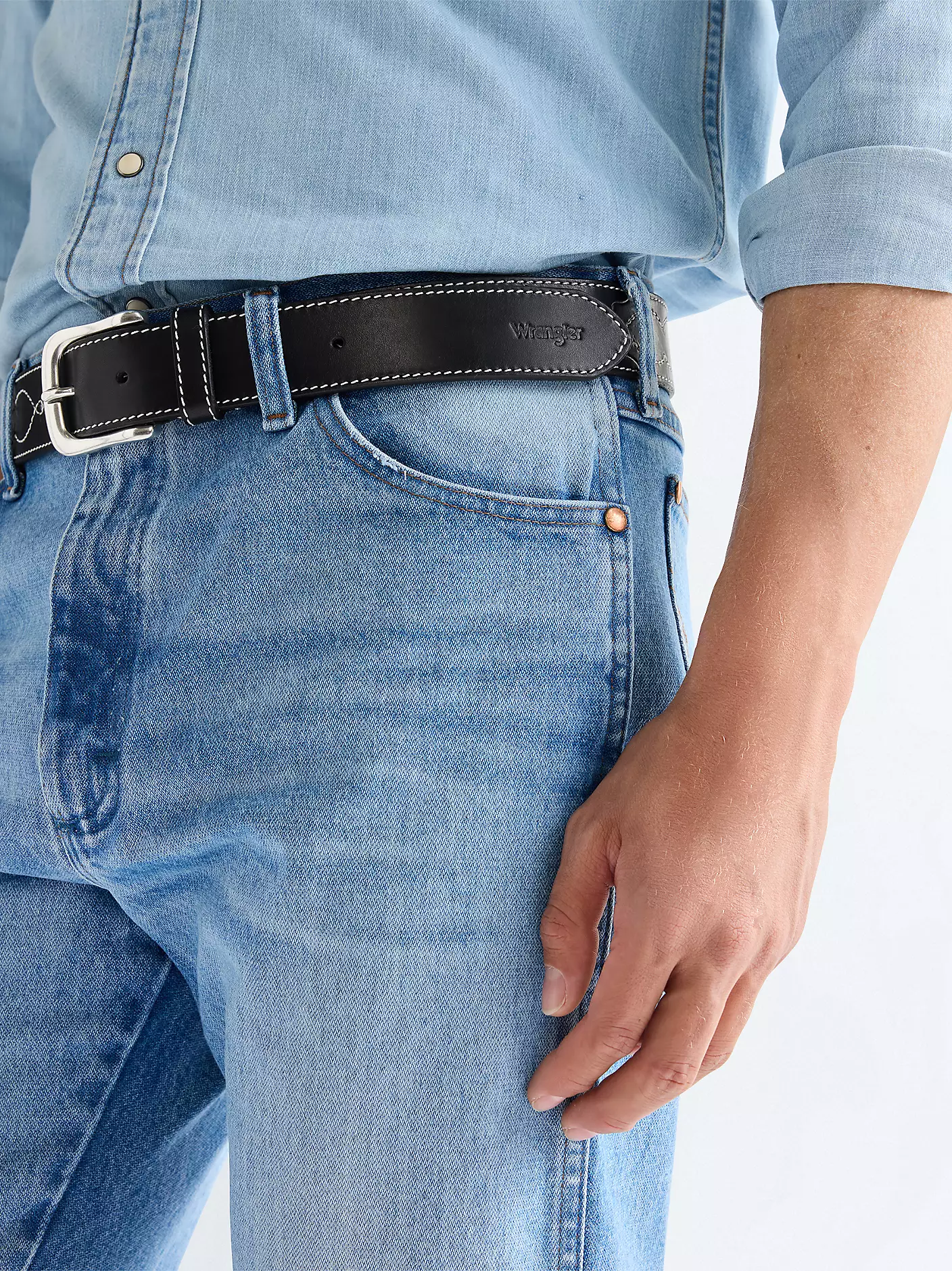 MĘSKI PASEK WRANGLER WESTERN STITCH BELT BLACK 112378836